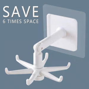 6 hooks/360° swivel wall-mounted hooks Rotated Removable Wall Hooks Stickers Hager strong hook