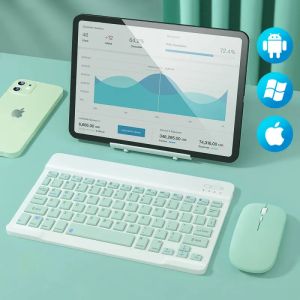 CoAce Macaron color Wireless Bluetooth Keyboard+mouse Set 10 Inch Wireless Bluetooth Keyboard Slim Portable Laptop Smartphone iPad Tablet Support IOS Android System