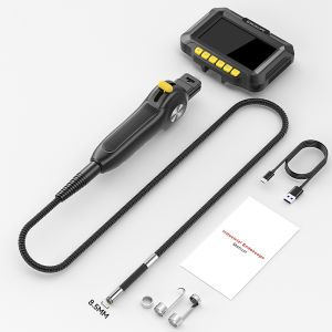 2-Way Articulating Endoscope 4.3’’ IPS Screen Joystick Two Way 360° 180° Rotation Steering Camera Pipe Inspection Borescope LEDs