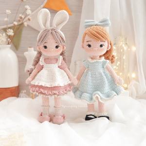 Búp bê Rosie cầu vồng bằng len móc handmade cho bé búp bê handmade 100% sợi cotton - Ami House