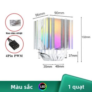 Quạt Tản Nhiệt CPU RGB Silent Với 6 Ống Dẫn Nhiệt Dành Cho Intel LGA 1700/1200/115x Series & AMD AM5/AM4 Màu Đen/trắng Thiết Kế Dạng Tháp Tăng Cường Hiệu Năng