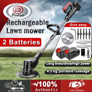 Rechargeable lawn mower portable cordless lawn mower heavy duty grass cutter electric lawn mower rechargeable lithium battery 998VF lawn mower grass trimmer rechargeable original multi-function adjustable portable home trimmer garden tool grass cutter