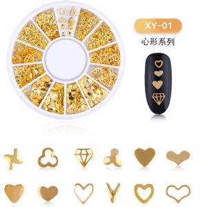 Mixed style 3d gold metal nail art decorations wheel beauty tool (XY 01-XY 09)