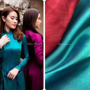 Lụa tơ tằm satin màu xanh cổ vịt - Nha Xá Silk - ST07 KR