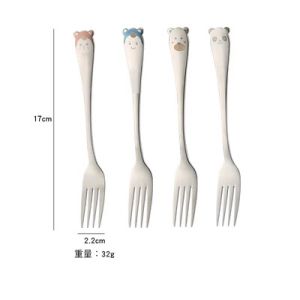 304 Stainless Steel Spoon Kids For Home Long Handle Creative Cute Cartoon Fork Spoon Baby Eating Spoon Lettering
