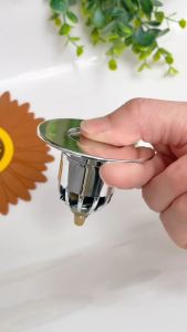 Universal Pop-Up Bathroom Sink Stopper Odor-Resistant Press-To-Close Drain Plug for Washbasin Accessories Hair Catcher Strainer