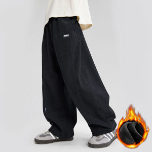 Thickened Fleece Lined Casual Trousers for Boys Spring Autumn New Style Big Kids All-Match Straight Leg Sports Long Pants