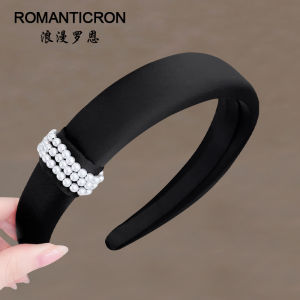 Zhao Lusi Same Style Black Pearl Headband Female 2024 New Arrival Fancy Western Style Fashion High Skull Top Accessible Luxury Headband