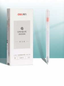 deli | Deli Simple Design 0.38mm Needle Tube Neutral Pen Black Ink Note Taking Pen for Students High Aesthetic Value Click Type Pen