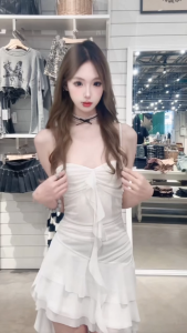 เดรสปาร์ตี้ สายเดี่ยว จับจีบ ชายระบาย ผ้าตาข่าย ซับในโพลิเอสเตอร์ หน้าสั้นหลังยาว ชุดเซ็กซี่ #8169