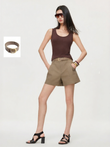 Vero Moda | Casual Cotton High-Waist A-Line Shorts With Belt