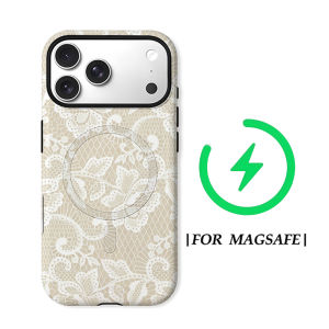 Potdemiel | Aurea Case Matte Bumper For Magsafe Case For iPhone 18 17 16 15 14 Plus 13 Pro Max Shockproof Hard PC Vintage Floral Lace Cover