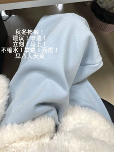 Blue Fleece Lined Wide Leg Pants Womens New 2025 Autumn Winter Thickened Lamb Velvet Windproof Drape Warm Cotton Pants