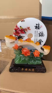 Đĩa Ngọc Phong Thủy Chim uyên Ương Trượng Như Ý size 29 Quà Tặng Tân Gia Khai Trương Trang Trí Nhà