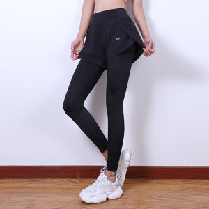 Yoga Pants Womens Spring & Fall High Waist Stretch Tight Butt-Lift Underwear Fake Two-Piece Running Sports Belly Contracting Quick-Drying Fitness Pants