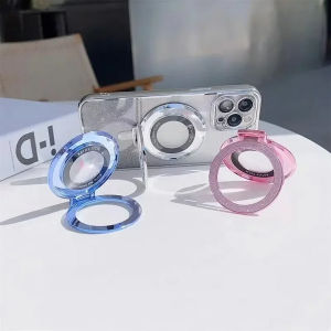 หรูหราเพชรแหวนแม่เหล็กสําหรับ iPhone 16 15 14 13 12 Pro Samsung S25 S24 Ultra Huawei Xiaomi Oppo Vivo Realme Infinix Tecno สมาร์ทโฟนด้านหลังผู้ถืออุปกรณ์เสริม