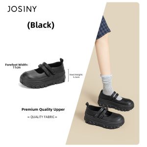 Josiny | Black Thick Sole Elevating Loafers