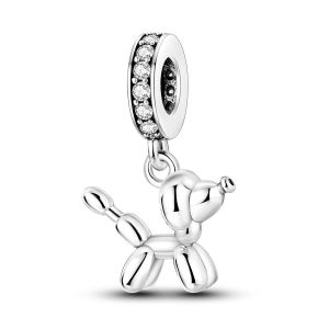 Chất Liệu Bạc 925 Bóng Poodle Mặt Dây Chuyền Quyến Rũ Dành Cho Nữ Cổ Điển Thiết Kế Hình Thú Zircon Điểm Nhấn Tự Làm Món Quà Trang Sức Phù Hợp Với Ban Đầu Vòng Tay