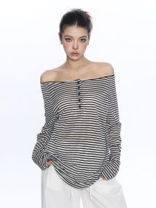 Casual Striped Long Sleeve T-Shirt Breathable and Sun Protection