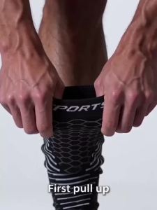 Sports Calf Compression Leg Sleeves for Running Elastic Anti-Fatigue Shin Guards for Men Women Breathable Athletic Leg Support
