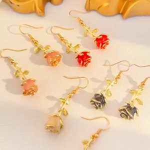 Hoa tai tăng ngày lễ tình nhân phụ Nữ Men Mặt dây hoa hồng Bông tai ngày lễ tình nhân đồ trang sức mua sắm quà tặng kỳ nghỉ vào ngày kỷ niệm