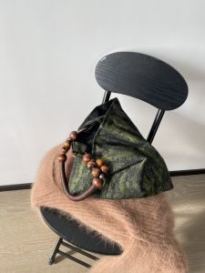 Original Design Autumn Winter New Style Womens Handbag Bag Underarm Single Shoulder Green Moss Color Artistic Chinese Style