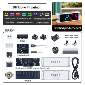 Colorful Digital Clock Making Kit DIY Electronic Kit Alarm Clock Fun Soldering Assembly Transparent Shell