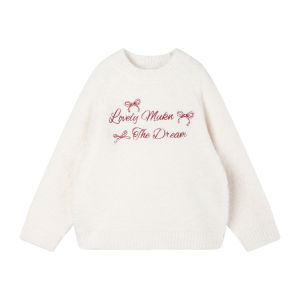MUCMUKN | Bow Embroidered Wool Blend Anti-Pilling Girls Sweater