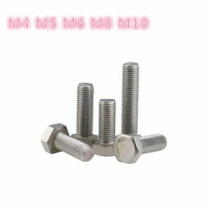 1/5/10/25pcs 304 Stainlesss Steel Hexagon Head Bolt M4 M5 M6 M8 M10 Full Thread External Hex Hexagon Head Screws