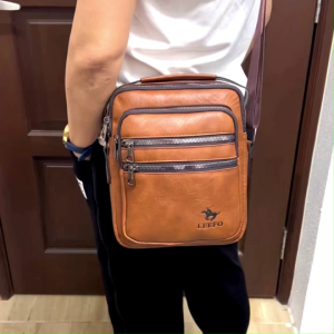 Ready Stock!! LEEFO Business Fashion Men Sling Bag Shoulder Bag Pu Leather Messenger Bag