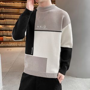 ROMON | Lormen Mens Thickened Half-High Collar Sweater Casual Fashionable Winter Knitted Inner Wear Top Youth Loose Fit Long Sleeve