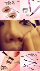 odbo Black Brown Duo Ink Liner 0.52mm OD3016 โอดีบีโอ อายไลน์เนอร์ 2หัว 2สี เขียนง่าย ลื่น