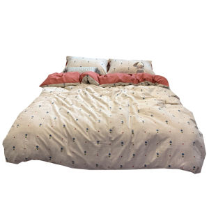 Thickened Pure Cotton Flannel Bedding Set Autumn Winter Princess Style Three-piece Cotton Sheet Set Warmth Storage Bedding