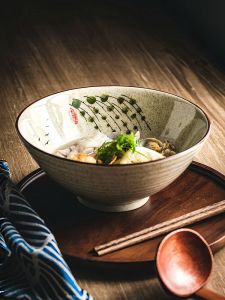 Large Ceramic Bowl Japanese Style Soup Bowl Noodle Bowl Dinnerware Bowl Home Use 2025 New Design Hat Bowl Plant Floral Pattern