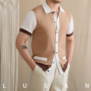 Color-blocked Breathable Collar Summer Outdoor Knit Casual Shirt