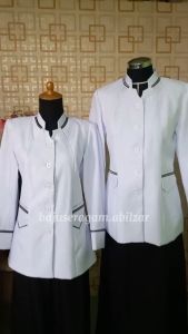 Baju Blazer Seragam Dinas WASKAT PEMDA PNS GURU PDH Warna Putih List Hitam Atasan Saja