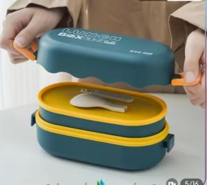 Lunch box 2 tingkat anti tumpah free sendok