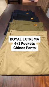ROYAL EXTREMA Mens Plus Size Chinos with 4+1 Pockets Cotton Casual Pants RE6015 Seluar Chino Lelaki Saiz Besar 4+1 Poket