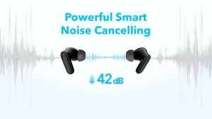 Soundcore R50i NC by Anker Noise Cancelling Earbuds Strong and Smart Noise Cancelling Powerful Bass 45H Playtime 2-in-1 Case and Phone Stand IP54 Wireless Earbuds Bluetooth 5.4