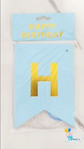 Banner happy birthday polos tulisan gold / bunting flag ulang tahun tulisan gold hbd / banner hbd / banner ultah murah