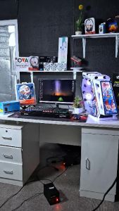 COMPUTER SET RYZEN 5 5600GT RADEON VEGA 7 GRAPHICS B450 MOTHERBOARD 8GB RAM DDR4 256GB SSD 19" INCHES WIDE MONITOR MMA K88 ROBOTIC CASE LED KEYBOARD AND MOUSEAVRHEADSET AND EXTENDED MOUSEPAD