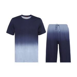Aimer Mr. Sleepwear Gradient Short Sleeve Home Set for Men Comfortable Breathable Modal Fabric round Neck Short Pants Casual Summer Set