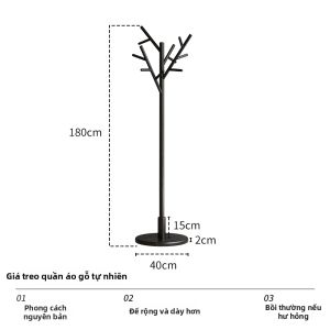 DONGMU | Giá Đỡ Áo Gỗ Cứng Sang Trọng Màu Đen