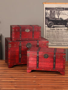 Large Capacity Vintage Wooden Storage Box with Lock for Home Use Photography Display Window Props Multi-Functional Organizer