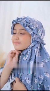 Mukena Anak Perempuan Motif Floral Katun Micro Tanggung 2In1 Warna Pastel Usia 5-16 Tahun