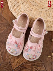 New Chinese Style Embroidered Hanfu Shoes for Girls Spring Autumn Summer Cotton Cloth Anti-Slip Rubber Bottom Childrens Shoes