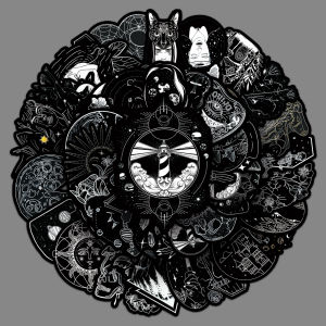 Creative Graffiti Decal Stickers 50 Pcs Black And White Decorative Drip Glue for Water Cups Computer Accessories Stationery Shell