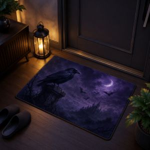 VIKAMA Blood Moon Bat Halloween Thảm Chùi Chân Chống Trượt Phong Cách Gothic Thảm Lối Vào Để Trang Trí Nhà Chống Trượt Thảm Hiên Nhà Có Thể Giặt Bằng Máy
