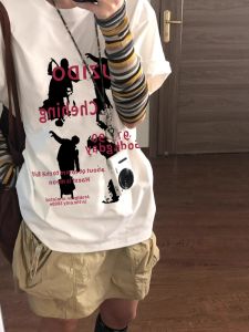 SHUQINGLAI | Vintage Style Cotton Short Sleeve T-shirt