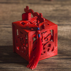 Chinese Style Wooden Candy Box Moving New Year Creative Personalized Five Fortunes Character Moving House Gift Box Wedding Supplies